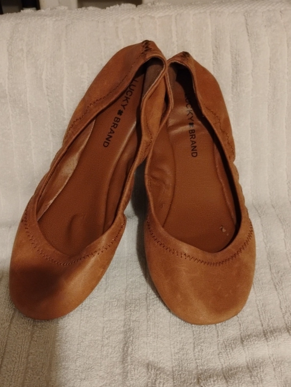 Lucky Brand Cognac Suede Ballet Flats